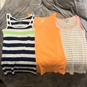 Old Navy Striped and Solid Tank Tops - Navy, Orange, Gray